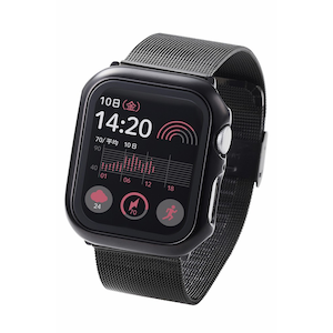 �G���R���bApple Watch SE (��2/1����)/Series 6/5/4[44mm] �t���J�o�[�P�[�X �����K���X �\�ʍd�x10H �S�ʕی� �w��h�~ ��U�h�~ ���^���b�N 2�d�\���i�u���b�N�j�bAW-23DFCGPBK
