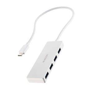 �G���R���bUSB Type-C �n�u USB3.2 Gen1 USB-A �~4 �o�X�p���[ �R���p�N�g ���^�yUSB-C �|�[�g���� MacBook mac Surface Windows iPhone iPad ���Ή��z�P�[�u����30cm�i�z���C�g�j�bU3HC-H041WH