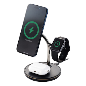 �G���R���b���C�����X�[�d�� Qi2 �Ή� 15W / 7.5W / 5W �}�O�l�b�g�� �[�d�X�^���h 3in1 �����[�d �P�[�u���t�� 1.5m �u������ �[�d�� �p�x������ �y iPhone AirPods Apple Watch �e��Ή� �z �u���b�N�bW-MS08BK