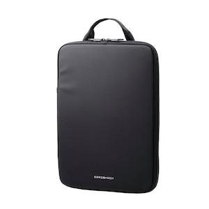 エレコム｜パソコンケース 13.3インチ ハンドル付 縦型 PCバッグ 衝撃吸収 スリム【～13.3インチ MacBook Chromebook Lenovo など 内寸サイズまでの ノートパソコン 収納可】ダブルファスナー ZEROSHOCK（ブラック）｜ZSB-IBTHVL13BK