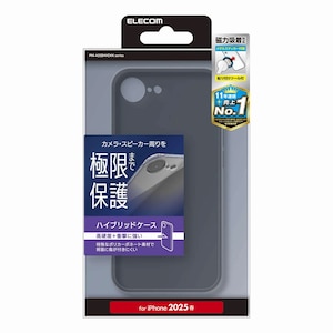 �G���R���biPhone 16e�p �P�[�X �n�C�u���b�h �J�o�[ �Ռ��z�� �J���������Y�ی�݌v ���^���X�e�b�J�[�t �X�g���b�v�z�[���t �d�x5H �Ɍ��ی�i�}�b�g�u���b�N�j�bPM-A25SHVCKKBK