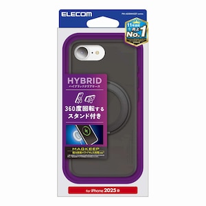 �G���R���biPhone 16e�p �P�[�X �n�C�u���b�h �J�o�[ �Ռ��z�� �J���������Y�ی�݌v ���͋z�����C�����X�[�d�Ή� 360�x��]�X�^���h�@�\�t �d�x5H MAGKEEP�i�}�b�g�u���b�N�j�bPM-A25SMAGSTBK