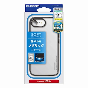 �G���R���biPhone 16e�p �P�[�X �\�t�g �J�o�[ �Ռ��z�� ���^ �J���������Y�ی�݌v ���^���X�e�b�J�[�t�i���^���b�N�u���b�N�j�bPM-A25SUCTMBK