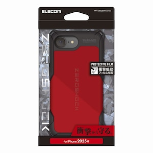 �G���R���biPhone 16e�p �P�[�X �n�C�u���b�h �J�o�[ �Ռ��z�� �J���������Y�ی�݌v �X�g���b�v�z�[���t �t�B�����t ZEROSHOCK�i���b�h�j�bPM-A25SZERORD