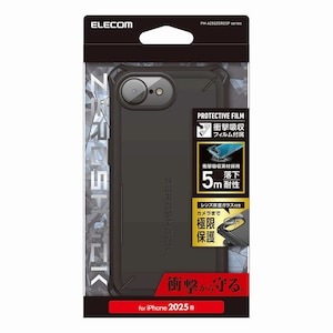 �G���R���biPhone 16e�p �P�[�X �n�C�u���b�h �J�o�[ �Ռ��z�� �J���������Y�ی�J�o�[ �X�g���b�v�z�[���t �t�B�����t ZEROSHOCK �Ɍ��ی�i�u���b�N�j�bPM-A25SZEROSPBK