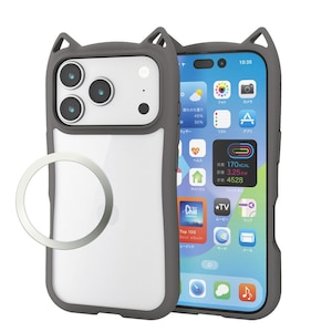 �G���R���biPhone17 Pro �n�C�u���b�h�P�[�X �t���[���J���[ Cat ���^���X�e�b�J�[�t�i�X���[�L�[�j�bPM-A25CFCCATCH