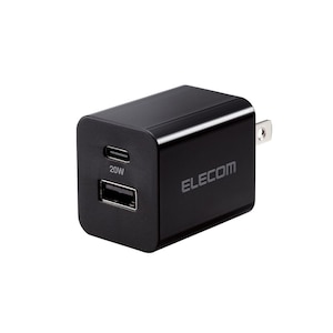 �G���R���b�[�d�� USB Type-C 20W PD�Ή� 2�|�[�g USB-C USB-A �R���Z���g iPhone iPad Android �e��Ή� PSE�K�� �܂肽���ݎ��v���O�i�u���b�N�j�bMPA-AC12020BK