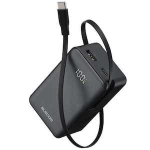�G���R���b���o�C���o�b�e���[ 10000mAh ����莮USB-C�P�[�u����̌^ 45W PD/PPS�Ή� USB-C/USB-A�|�[�g LED�c�ʁ��\�� �p�X�X���[ PSE�K�� �@�������� �yiPhone/Android/MacBook Air/Switch�Ή��z�i�u���b�N�j�bDE-C81L-10000BK