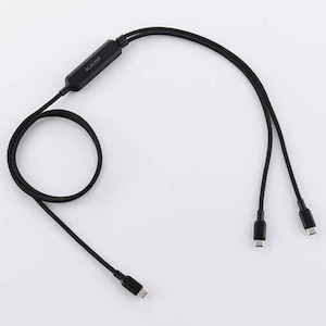 �G���R���bUSB-C �[�d�P�[�u�� USB Type-C 2in1 140W PD�}���[�d 2�䓯���[�d 1�{2�� �i�C�������b�V�� �X�}�z/�^�u���b�g/�m�[�gPC�Ή��i1.2m�E�u���b�N�j�bU2C-CCCA12BK