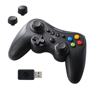 �G���R���bELECOM GAMING ���� FPS�Q�[���p�b�h PC�p ���C�����X 2.4GHz Windows11/10�Ή� XInput DirectInput ���J�j�J���g���K�[ �X�e�B�b�N���� �U�� 13�{�^�� �[�d�� �L���Ή� �N���X�z�u�i�u���b�N�j�bJC-GP50XVBK