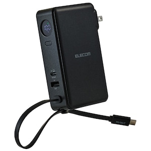 �G���R���b���o�C���o�b�e���[ �R���Z���g��̌^ 10000mAh �ő�67W ���o�� USB-C�P�[�u�� PD PPS�Ή� �@���������݉� PSE�K�� �c�ʕ\���f�B�X�v���C iPhone/Android/Switch�Ή��i�u���b�N�j�bDE-AC16-10000BK