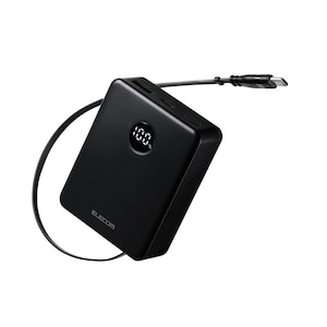 �G���R���b���o�C���o�b�e���[ 5000mAh ����莮 USB-C�P�[�u����̌^ ���^ �y�� �ő�20W �@���������݉� �c�ʕ\���f�B�X�v���C iPhone/Android/Switch�Ή��i�u���b�N�j�bDE-C92-5000BK