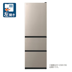 日立｜375L 3ドア冷蔵庫（ライトゴールド）【左開き】｜R-V38VL-N