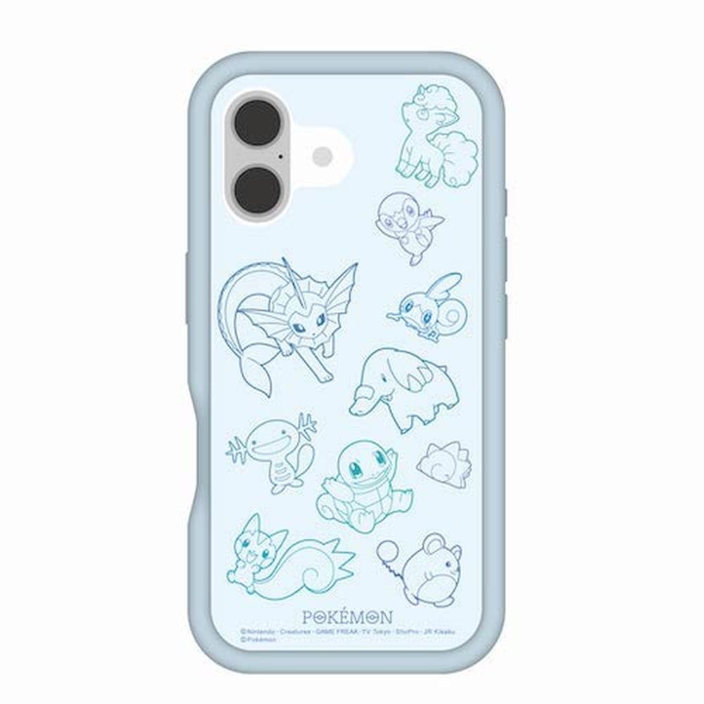 専用❗️iPhone16用❗️インディアン❗️ソフトブラック❗️Wポケット❗️ホック留め iPhone 16用 プランプフレームケース ポケモン（ライトブルー