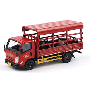 1/64 JMC KaRui Light Truck -Red- 江鈴軽トラック家畜輸送車（ロバフィギュア5体付き）【Y44-04】