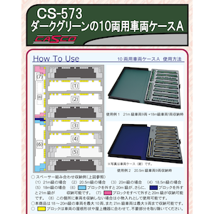 (N) CS-573 ダークグリーンの10両用車両ケースA(ウレタン色：ライトグレー)