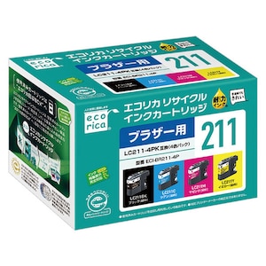 エコリカ｜［ブラザー LC211-4PK 互換］リサイクルインク（4色パック）｜ECI-BR211-4P