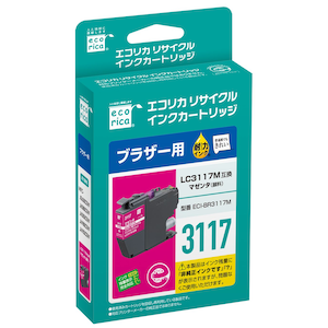 エコリカ｜［ブラザー LC3117M 互換］リサイクルインクカートリッジ（染料マゼンタ）｜ECI-BR3117M