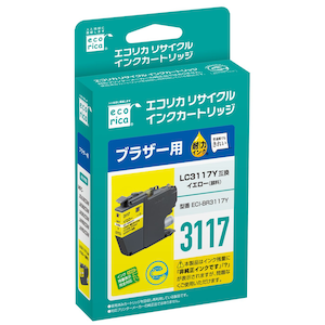 エコリカ｜［ブラザー LC3117Y 互換］リサイクルインクカートリッジ（染料イエロー）｜ECI-BR3117Y