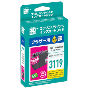 エコリカ｜［ブラザー LC3119M 互換］リサイクルインクカートリッジ （大容量/顔料マゼンタ）｜ECI-BR3119M