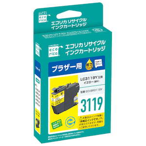 エコリカ｜［ブラザー LC3119Y 互換］リサイクルインクカートリッジ （大容量/顔料イエロー）｜ECI-BR3119Y