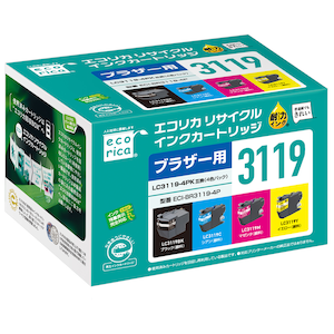 エコリカ｜［ブラザー LC3119-4PK 互換］リサイクルインク（4色パック）｜ECI-BR3119-4P