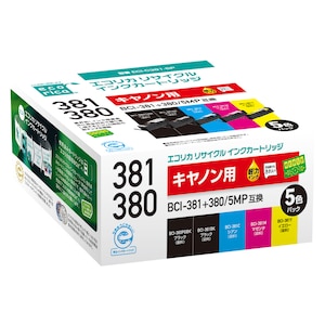 エコリカ｜［キヤノン BCI-381+380/5MP 互換］リサイクルインク （5色パック）｜ECI-C381-5P