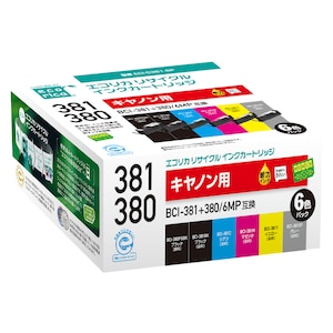 エコリカ｜［キヤノン BCI-381+380/6MP 互換］リサイクルインクカートリッジ（6色パック）｜ECI-C381-6P