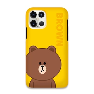 LINE FRIENDS�biPhone 12 Pro Max�p �n�C�u���b�h�P�[�X DUAL GUARD BASIC�iBROWN �C�G���[�j�bKCE-CSB085