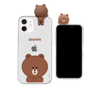 LINE FRIENDS�biPhone 12 mini�p �t�B�M���A�t���\�t�g�N���A�P�[�X�iBASIC BROWN�j�bKCE-CSG365