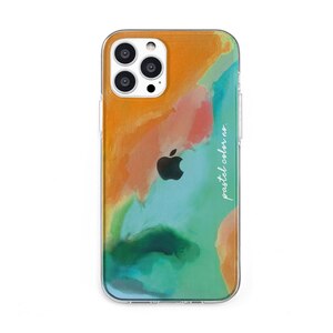Dparks�biPhone 13 Pro Max�i6.7�C���`�j�p �w�ʃJ�o�[�^ TPU�N���A�P�[�X �p�X�e���J���[�iORANGE GREEN�j�bDS21208I13PM