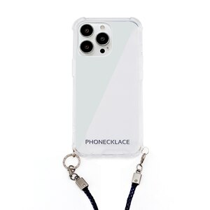 PHONECKLACE�biPhone 13 Pro�i6.1�C���`�j�p �w�ʃJ�o�[�^ ���[�v�V�����_�[�X�g���b�v�t�� �N���A�P�[�X�i�l�C�r�[�j�bPN21606I13PNV