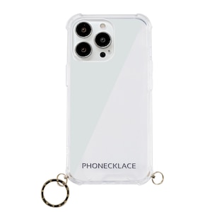 PHONECKLACE�biPhone 13 Pro�i6.1�C���`�j�p �w�ʃJ�o�[�^ �X�g���b�v�����O�t�� �N���A�P�[�X�i�S�[���h�`���[���j�bPN21611I13PGD