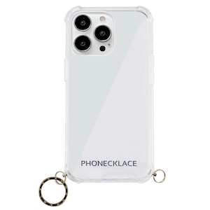 PHONECKLACE�biPhone 13 Pro Max�i6.7�C���`�j�p �w�ʃJ�o�[�^ �X�g���b�v�����O�t�� �N���A�P�[�X�i�S�[���h�`���[���j�bPN21616I13PMGD