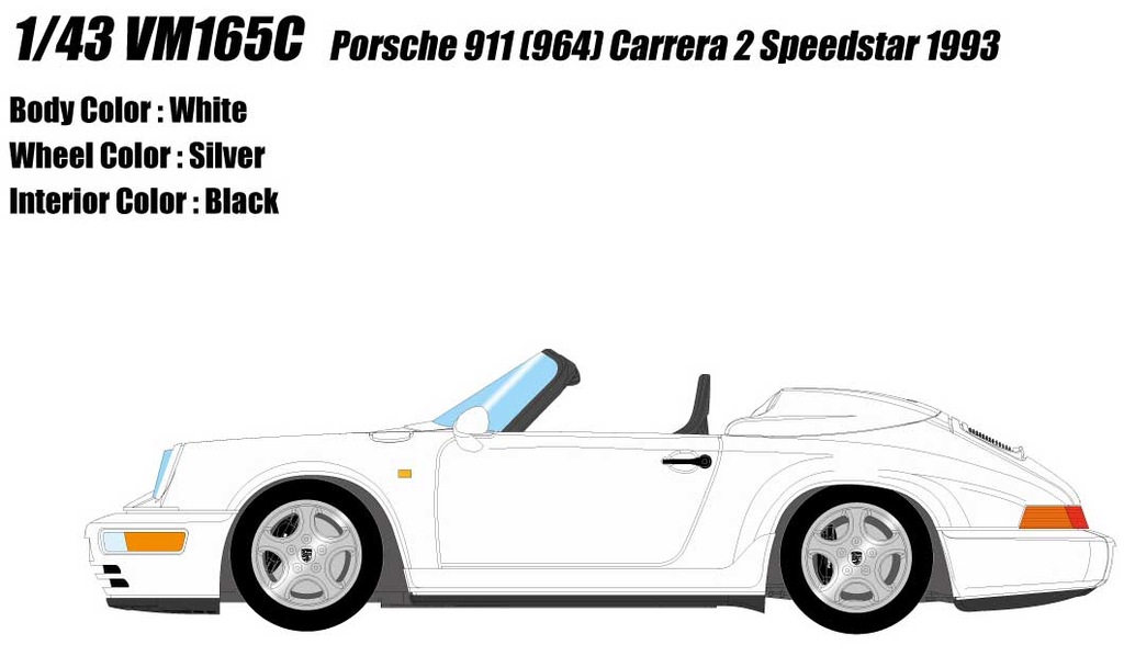 ミニカー　1/43 Porsche 911 (964) Carrera 2 Speedstar 1993(ホワイト) [VM165C] Make UP VISION 1/43 Porsche 911(964) Carrera 4 Leichtbau
