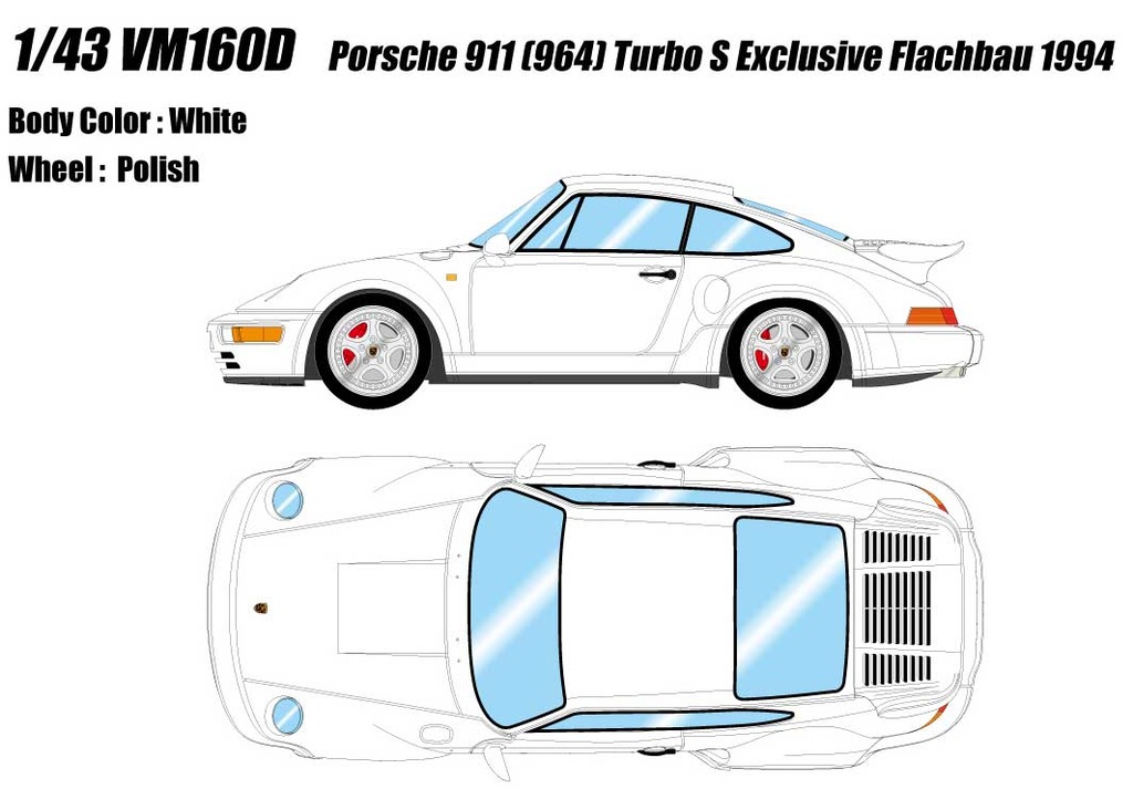 ミニカー　1/43 Porsche 911 (964) Turbo S Exclusive Flachbau 1994(スレートグレーメタリック) [VM160B] 1/43 Porsche 911 (964) Turbo S Exclusive Flachbau 1994