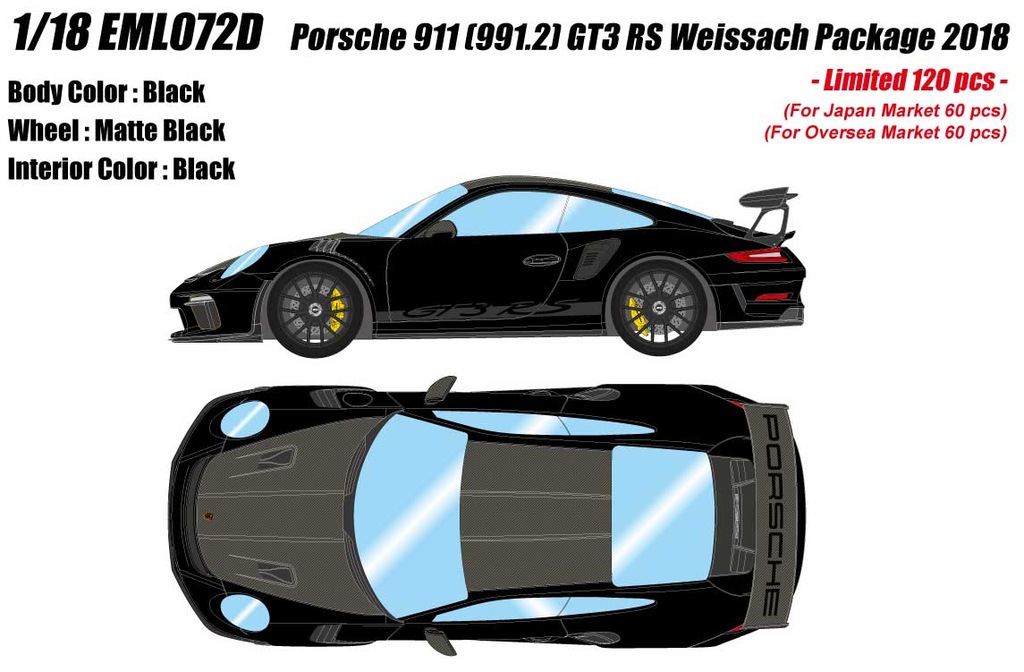 ミニカー　1/18 Porsche 911 (991.2) GT3 RS Weissach Package 2018(ホワイト) [EML072I] Make Up Co., Ltd. / Porsche 911 (991.2) GT3 RS Weissach