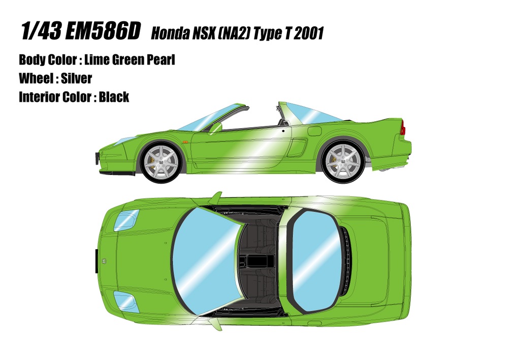 ミニカー　1/43 Honda NSX (NA2) Type T 2001(ライムグリーンパール) [EM586D] 1/43 Honda NSX (NA2) Type T 2001 ライムグリーンパール
