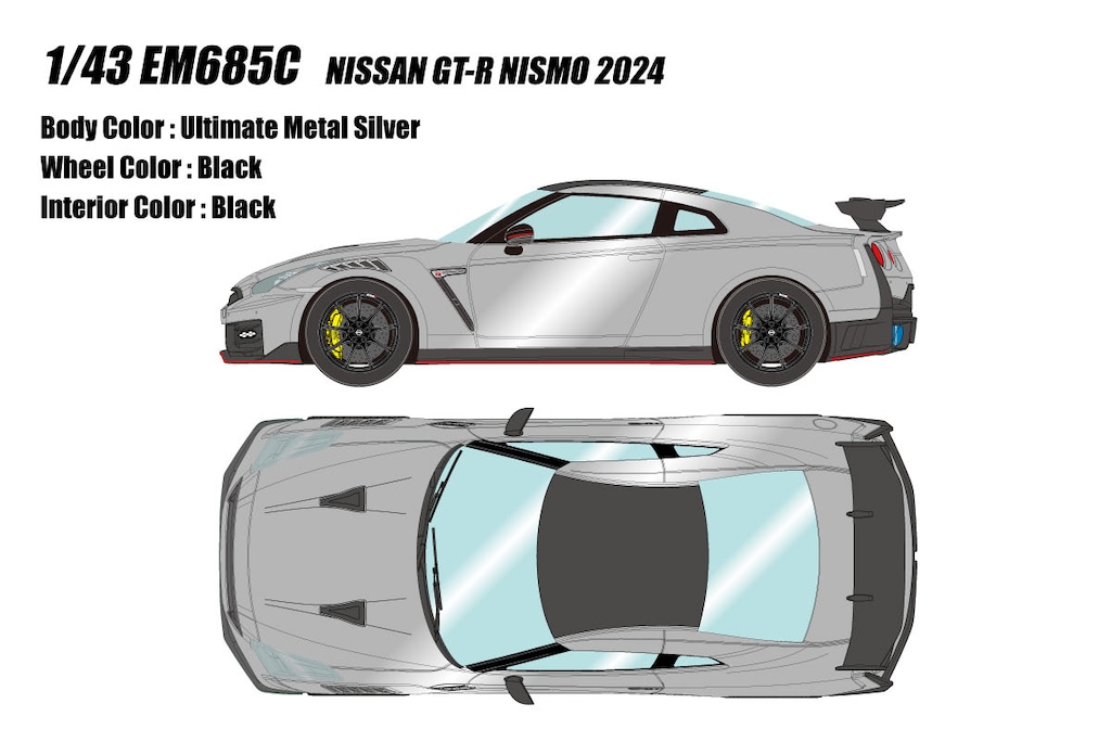 ミニカー　1/43 NISSAN GT-R NISMO 2024(アルティメイトメタルシルバー) [EM685C] 迷你車1/43 NISSAN GT-R Premium版T-spec 2024(Ultimate金屬銀色