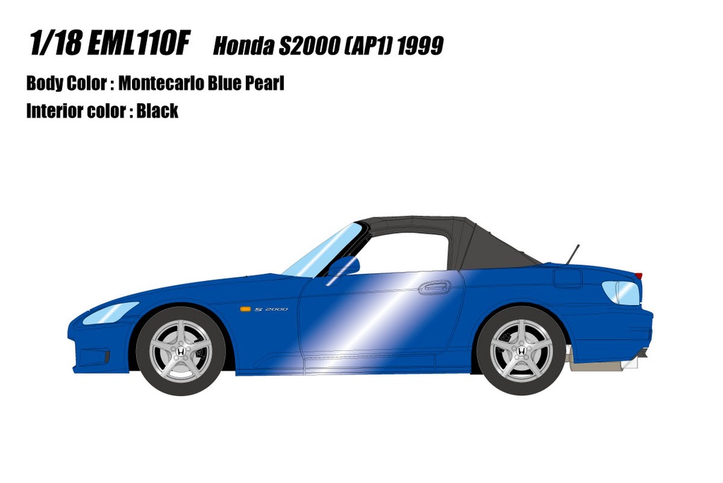 ミニカー　1/18 Honda S2000 (AP1) 1999(モンテカルロブルーパール) [EML110F] 1/18 Honda S2000 (AP1) 1999 モンテカルロブルーパール