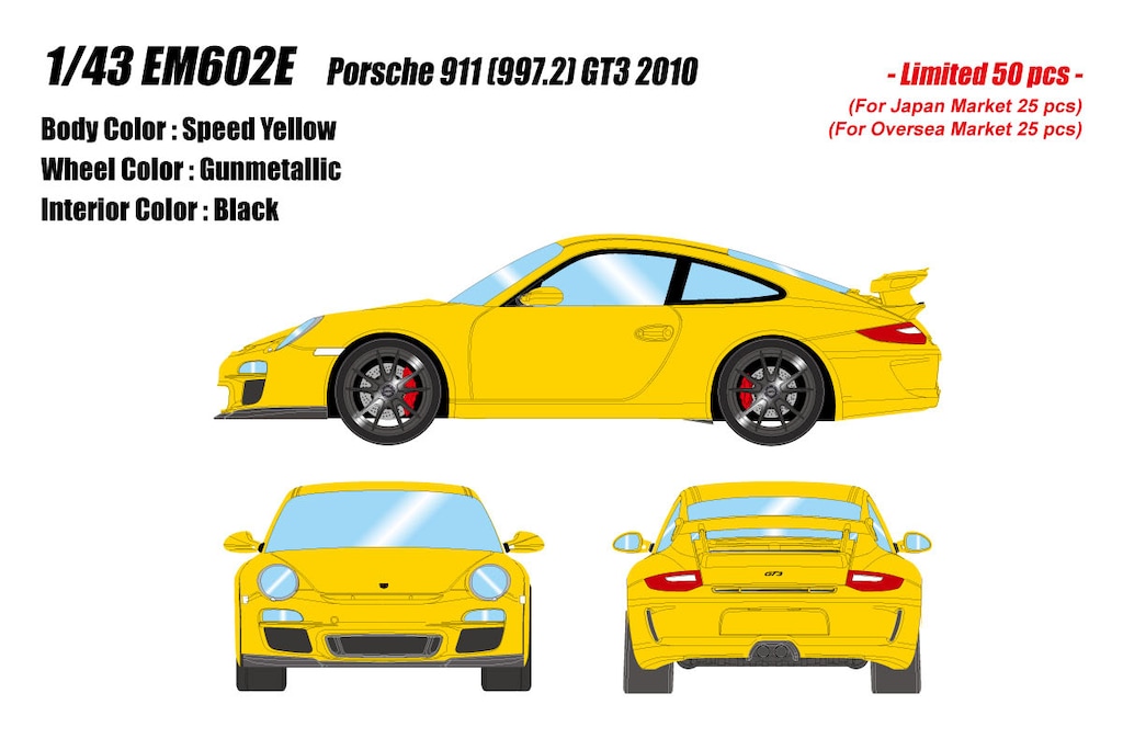 ミニカー　1/43 Porsche 911 (997.2) GT3 2010(スピードイエロー) [EM602E] 1/43 Porsche 911 (997.2) GT3 2010 スピードイエロー【EM602E