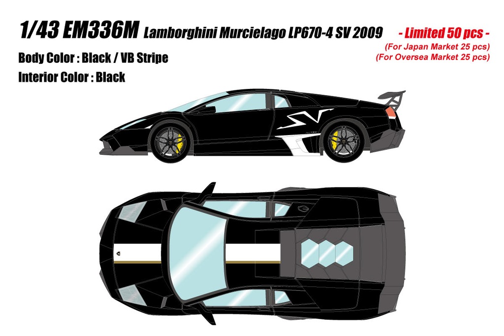 ミニカー　1/43 Lamborghini Murcilago LP670-4 Super Veloce 2009(ブラック×VBストライプ) [EM336M] 1/43 Lamborghini Murcilago LP670-4 Super Veloce 2009