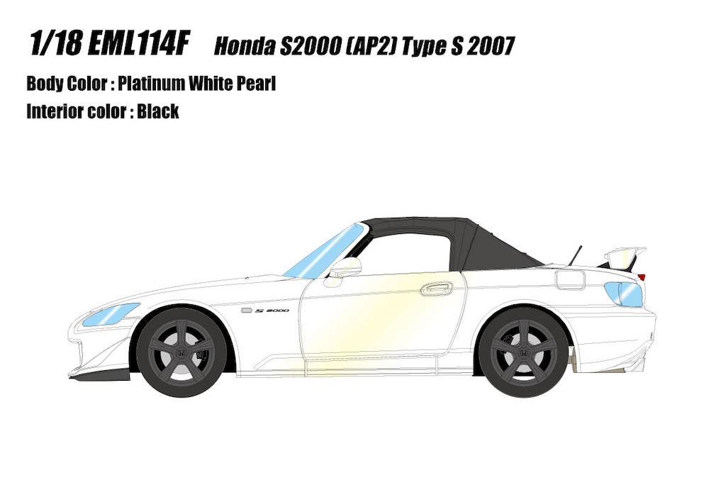 ミニカー　1/18 Honda S2000 (AP2) Type-S 2007(プラチナムホワイトパール) [EML114F] 1/18 Honda S2000 (AP2) Type-S 2007 プラチナムホワイトパール