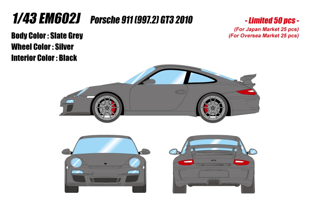 ミニカー　1/43 Porsche 911 (997.2) GT3 2010(スレートグレー) [EM602J] アイドロン 1/43 ポルシェ 911 (997.2) GT3 2010 スレートグレー