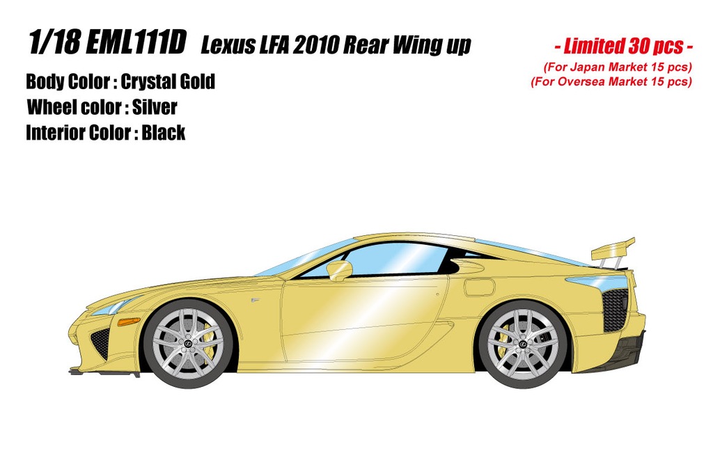 ミニカー　1/18 Lexus LFA 2010 Rear Wing up(クリスタルゴールド) [EML111D] Lexus LFA 2010 Rear Wing up Crystal Gold Limited 30pcs