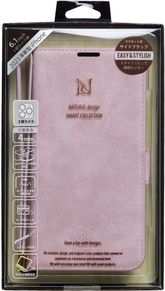 NATURAL design iPhoneXR (6.1インチ) 手帳型 ケース ブラウン