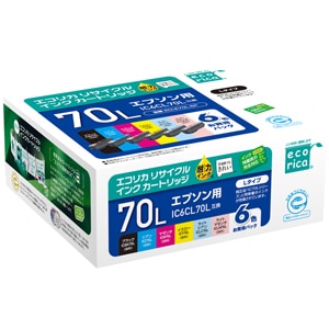 エコリカ｜［エプソン IC6CL70L 互換］リサイクルインクカートリッジ（6色パック）｜ECI-E70L-6P