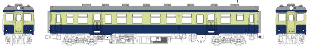 HO) TW-K20AT-1 キハ20バス窓（色：青、黄褐）台車DT19、動力
