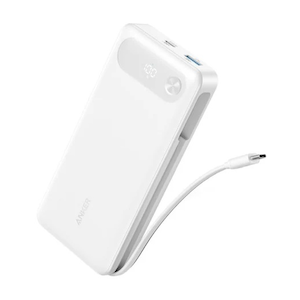 Anker�bPD�Ή��P�[�u����̌^���o�C���o�b�e���[  Anker Power Bank (20000mAh, 87W, Built-In USB-C �P�[�u�� �z���C�g�j�bA1383N21