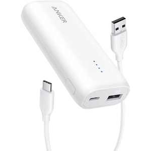 Anker�b���o�C���o�b�e���[ USB-A�o�́~1�|�[�g/USB-C���o�́~1�|�[�g 5200mAh (�z���C�g)�bA1112N21
